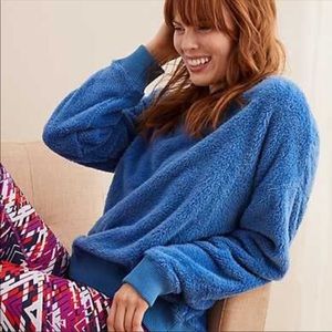 Aerie American Eagle Sherpa Blue Cozy Crew